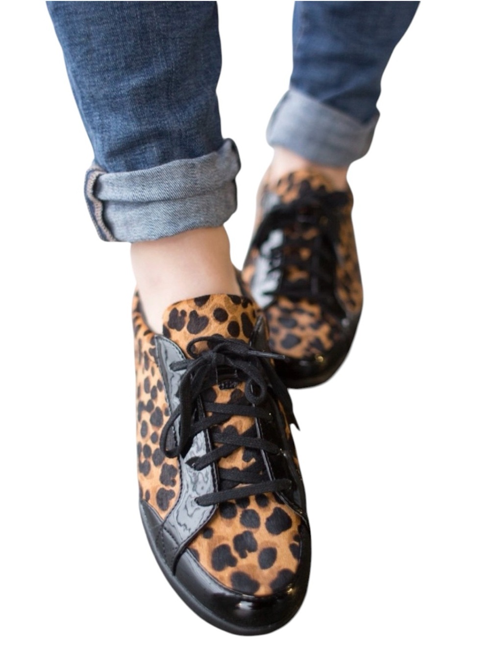 Rockport Delaire Patent Leather Animal Print Sneakers Size 8.5